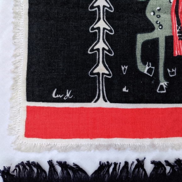 *reserved* 2 Norwegian artist Liv Hassel folk art textile linen placemats - Picture 2 of 4